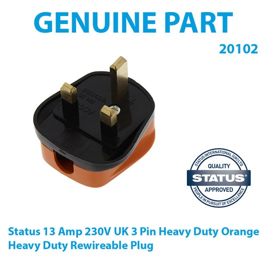 13 Amp 230V UK 3 Pin Heavy Duty Orange Heavy Duty Rewireable Plug